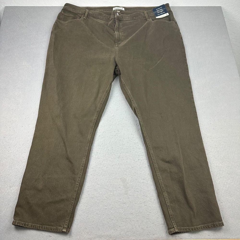 Abercrombie & Fitch Women's Straight Leg Jeans in Olive Brown